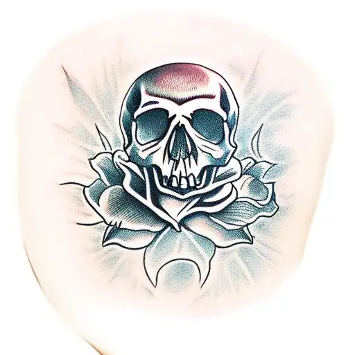 Skull Holding A Rose