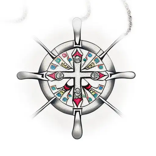 Cross Necklace With Diamonds In The Middle