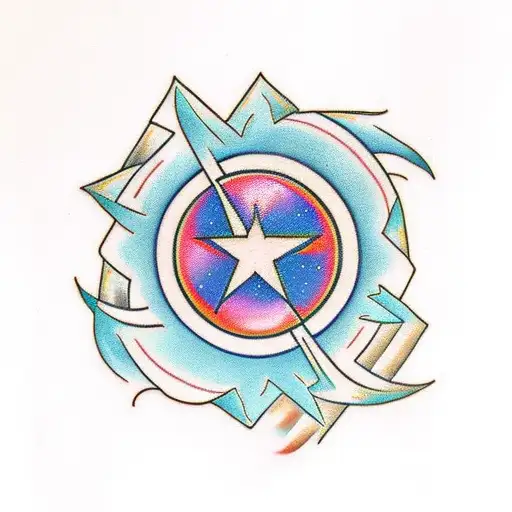 Traditional Style Tattoo Of A Shooting Star Passing Through A Dog Paw