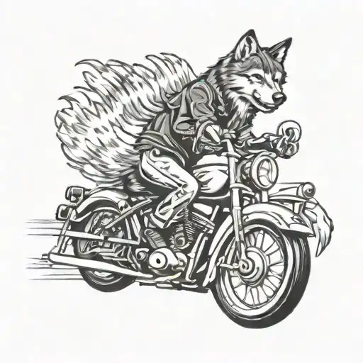 Wolf Playing Drums While Riding Motorcycle