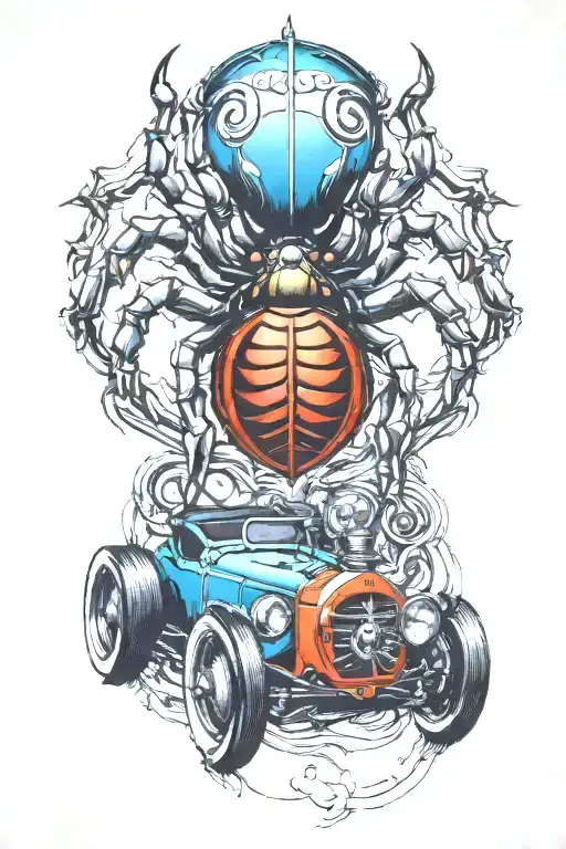 Spider Car And Turbocharged Eight-cylinder Engine
