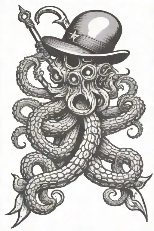 Traditional Style Black And Grey On The Forearm Octopus Folding Am Anchor And A Harpoon