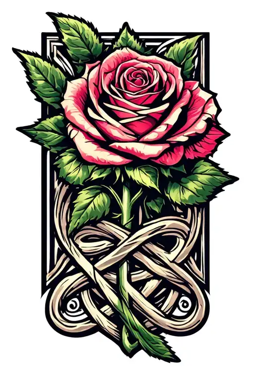 Long Stem Rose With Twisted Celtic Knot Stem