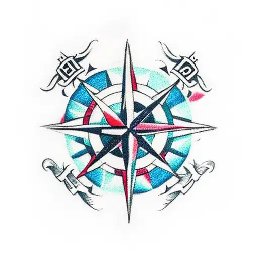 Compass Rose On African Continent With Skull And Crossbones