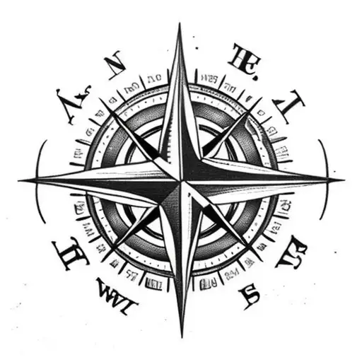 Compass Rose On African Continent With Skull And Crossbones