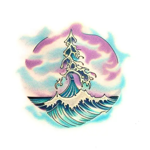 Tree Of Life With Wave Crashing