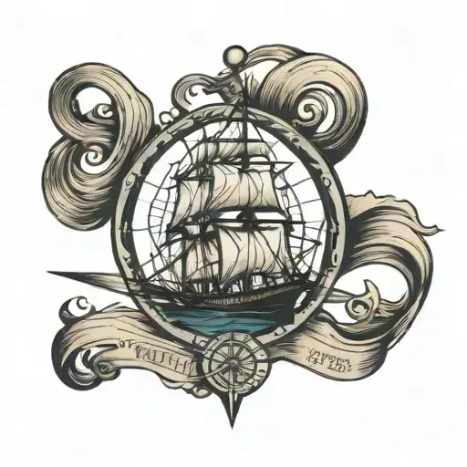 Sailing Ship With Compass