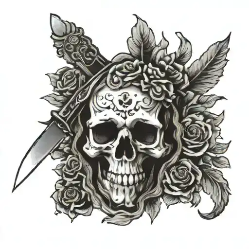 Memento Mori Knife Skull Wearing