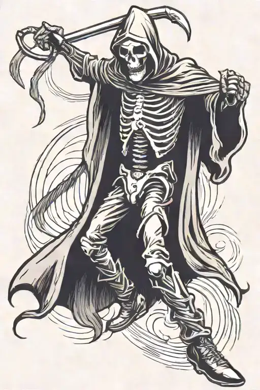 Grim Reaper Getting Kicked In The But With A Boot