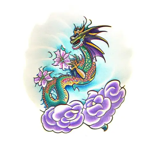 Dragon Com Flores