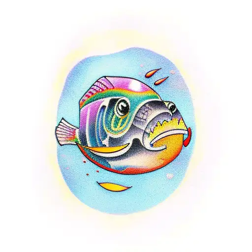 A Bold And Colorful Tattoo Depicting A Swimmer Diving Into Crystal Clear Waters