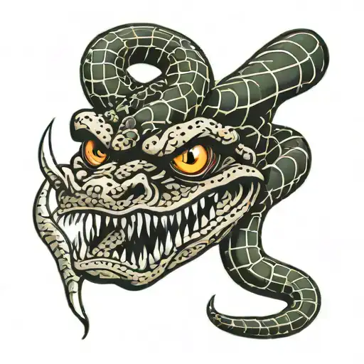 Snake Head With Nails Pierced Through The Head