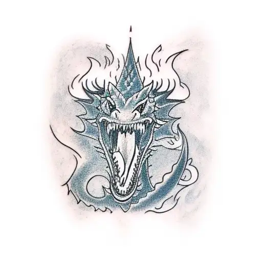 A Dragon Breathing Fire Onto A Medieval Castle