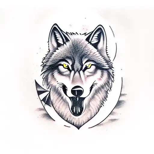 A Glass Of Red Wine With A Silhouette Of A Wolf Howling At The Moon