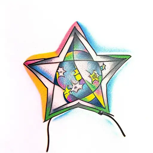 Star Shaped Balloon On String With Note