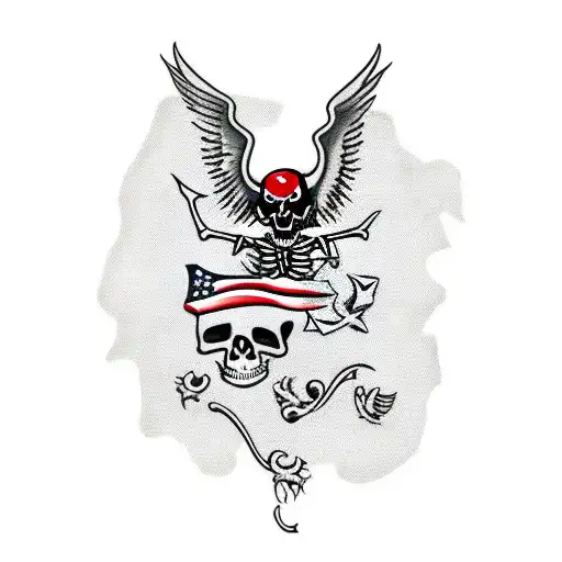 Skeleton Holding Buccaneers Flag