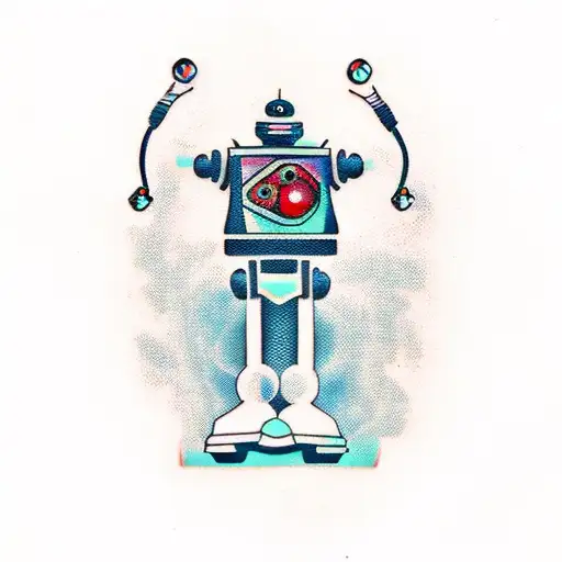 A Futuristic Robot Playing A Guitar