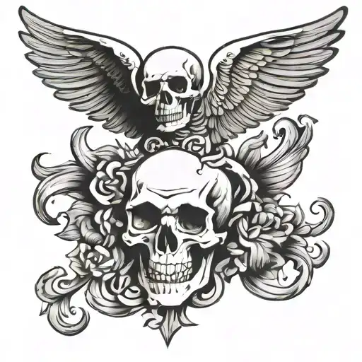 Skull With Wings Spread Wide