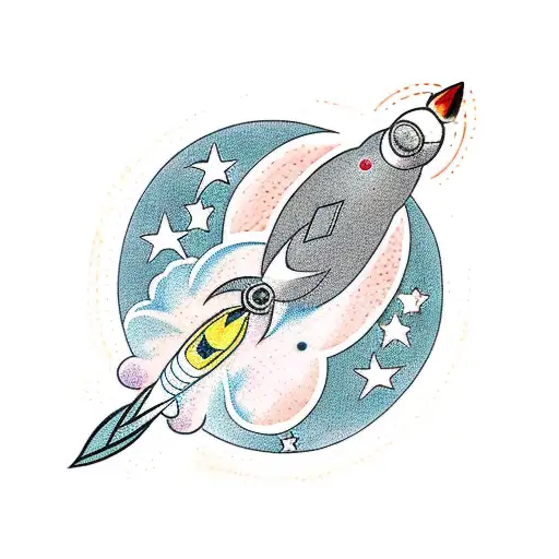 Rocket Flying From The Earth To The Moon