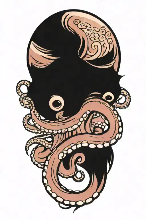 Octopus With A Trident Staff Intertwined