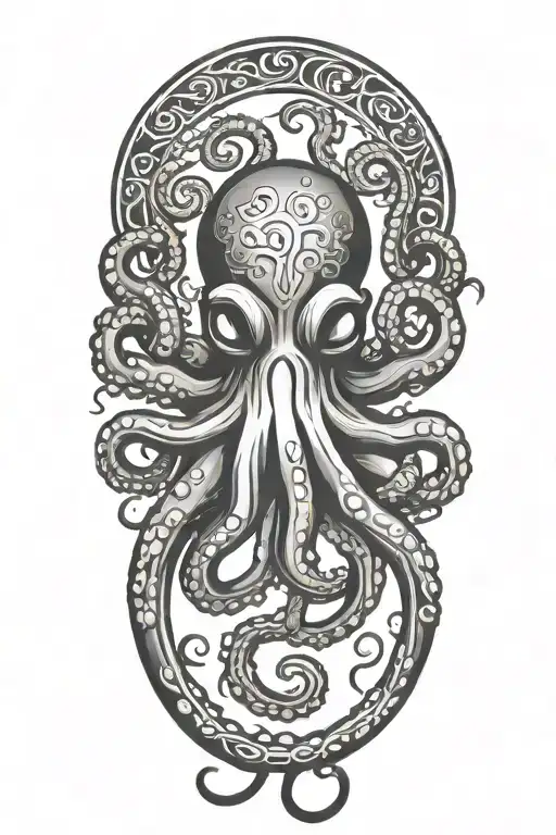 Sailor Jerry Style Octopus With Tentacles Wrapped Loosely