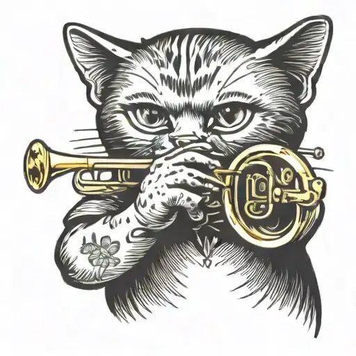 Cat Playing The Trumpet
