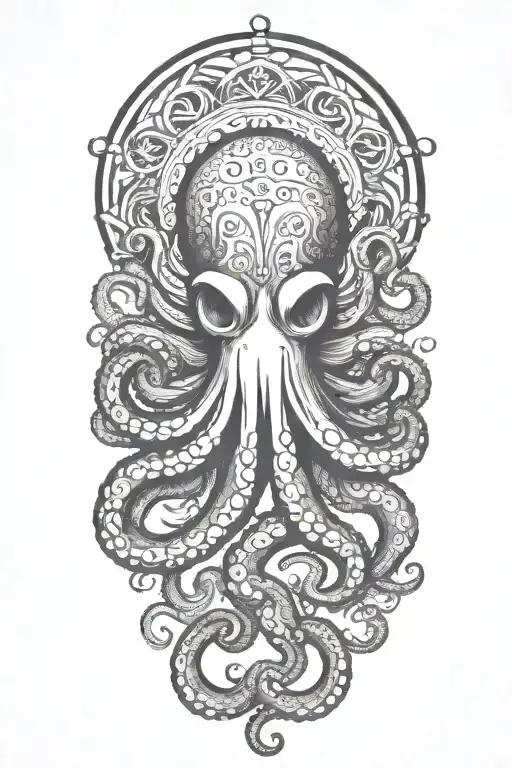 Sailor Jerry Style Octopus With Tentacles Wrapped Loosely