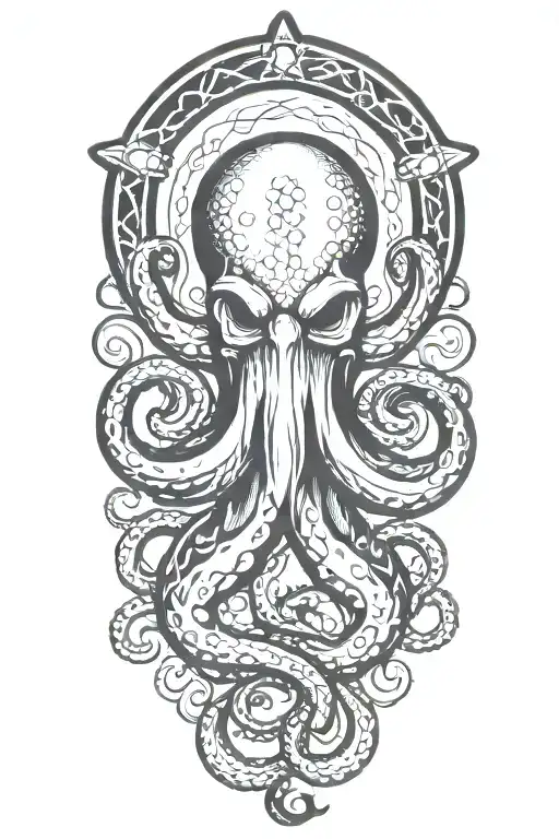 Sailor Jerry Style Octopus With Tentacles Wrapped Loosely Around An Anchor