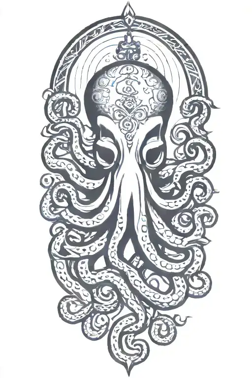 Sailor Jerry Style Octopus With Tentacles Wrapped Loosely Holding An Anchor