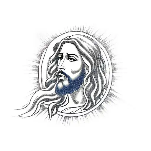 A Traditional Depiction Of Jesus With Fiery Eyes And Flowing White Hair