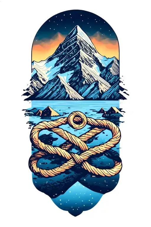 Everest Basecamp At Night With Infinity Knot Background