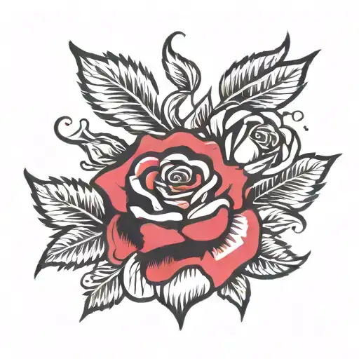 American Traditional Rose And Ruby Stone