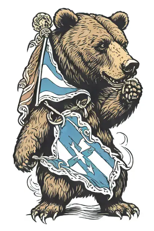 Brown Bear Tore Up The Russian Flag