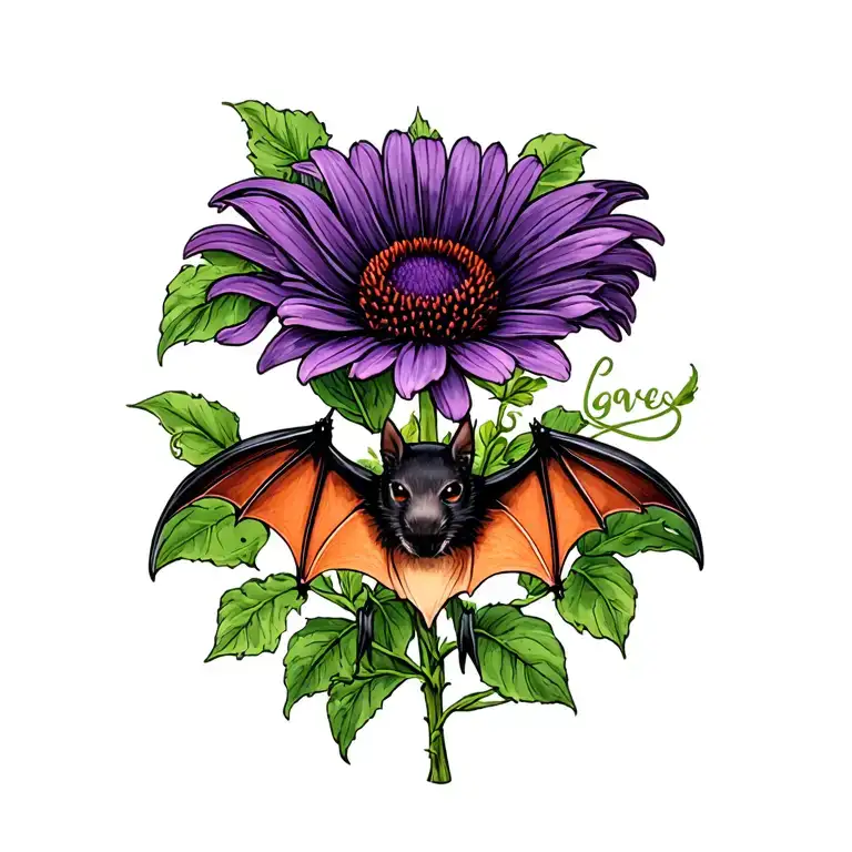 Brown Bat And Purple Cone Flower