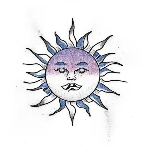 A Minimalist Tattoo Of A Sun Rising Over The Ocean