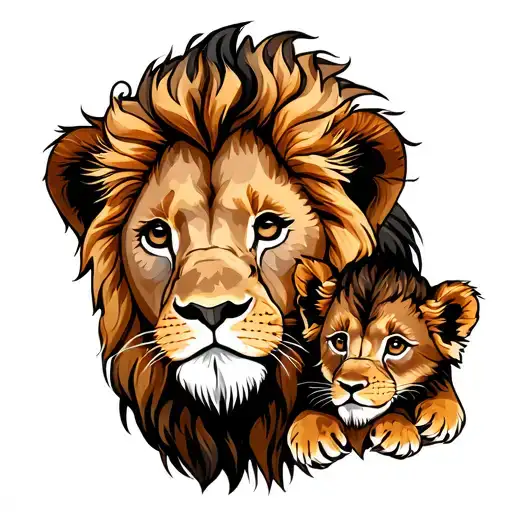 Lion And Cub Faces