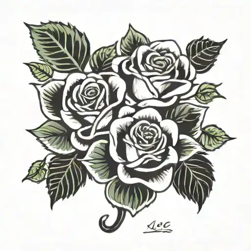 3 Roses With Little Four-leaf Clover And Text L U C K