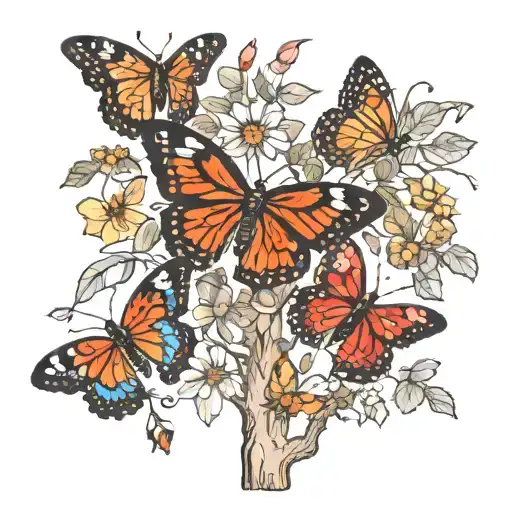 Butterflies Coming From A Tree