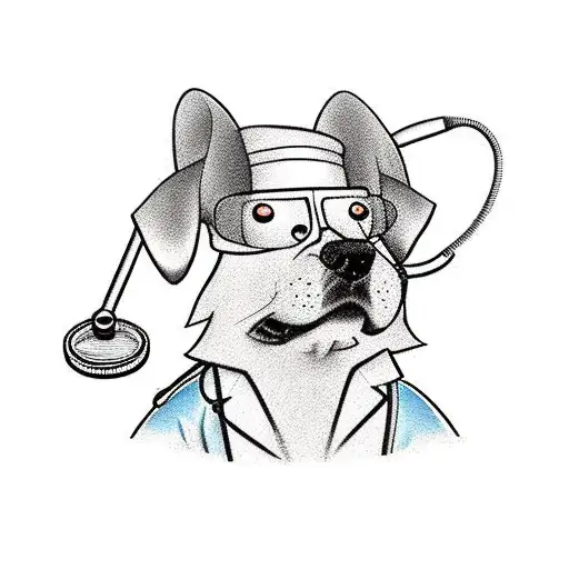 A Cartoon Dog Wearing A Lab Coat And Holding A Stethoscope