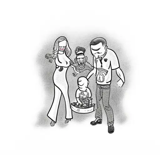 Mother And Son Holding The Father While The Death Is Trying To Get The Father