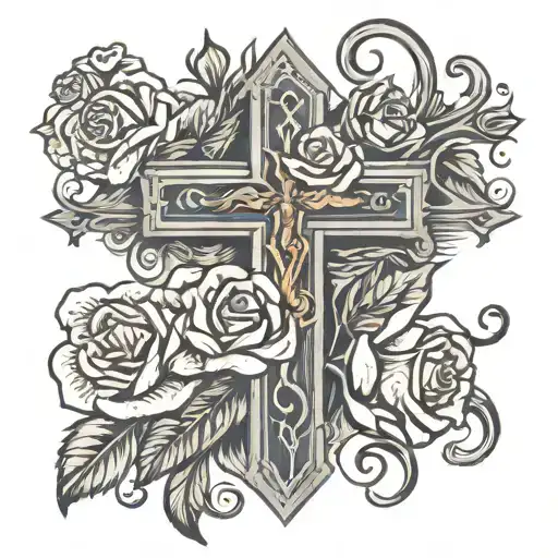 Christian Cross With Roses