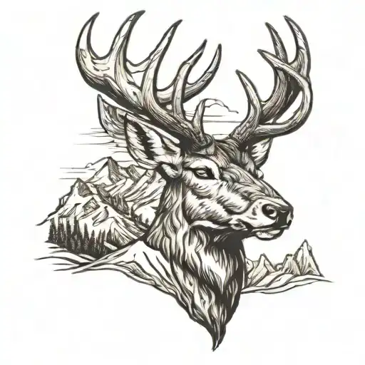 Young Buck Over Looking Mountain Range