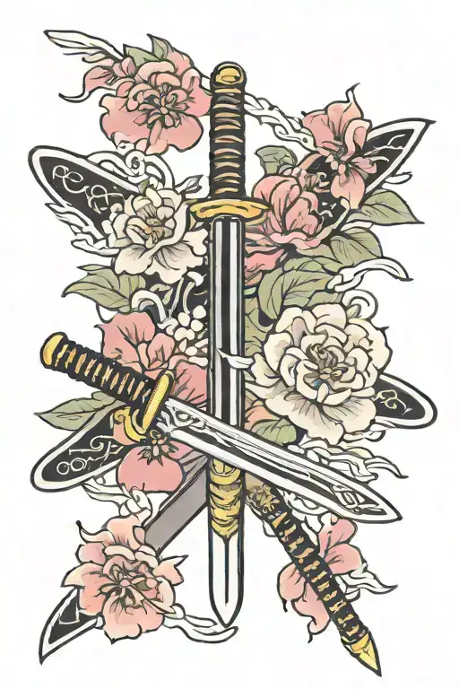 Katana Sword With Flower
