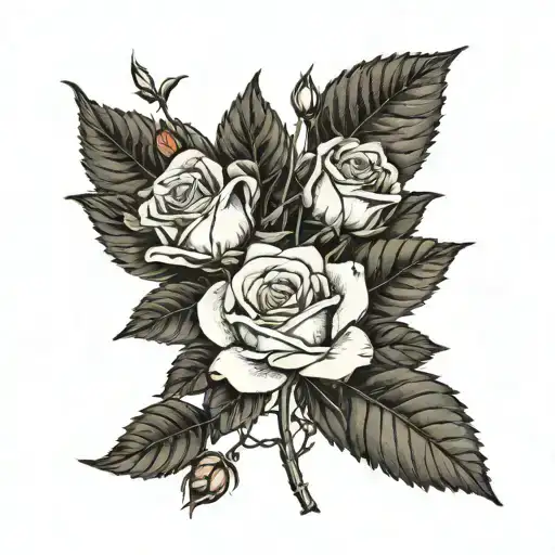 Rose And Rowan Tree Branch