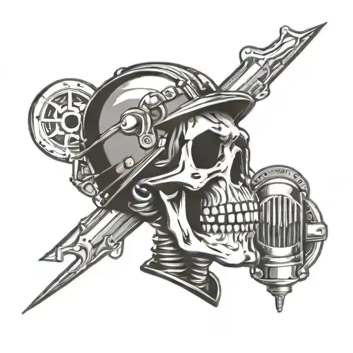 Skull Wearing Welding Helmet