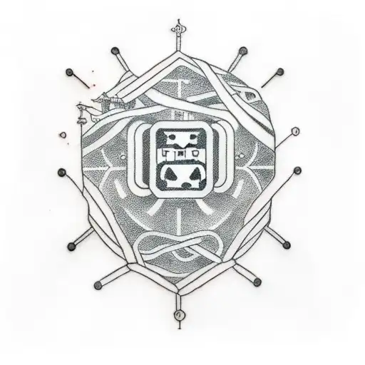 A Minimalist Tattoo Of A Computer Chip Intertwined With A Family Tree