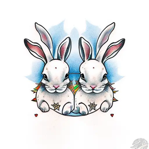 Two Bunnies Fine Line
