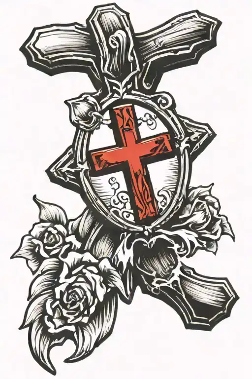 Jesus Cross Nail Tattoo Design