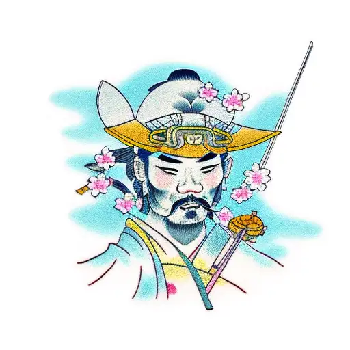 Samurai With Cherry Blossom Tree