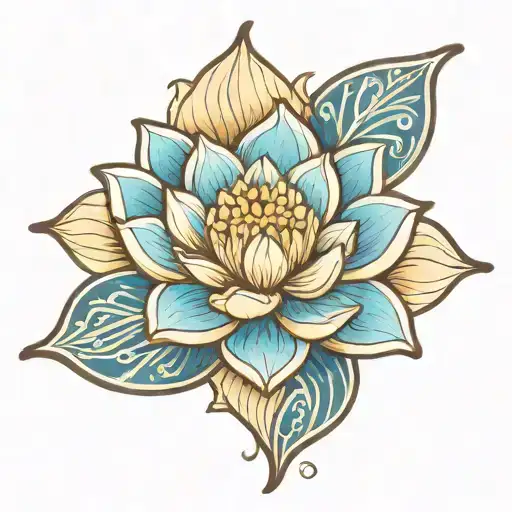 Mini Blue Golden Lotus Flower